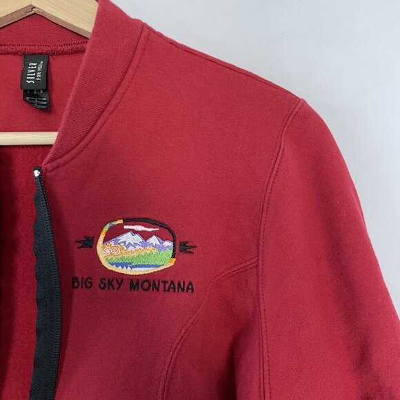 Silver for Her Big Sky Montana Red Jacket Size L full zip casual fleece jumper - Picture 2 of 8